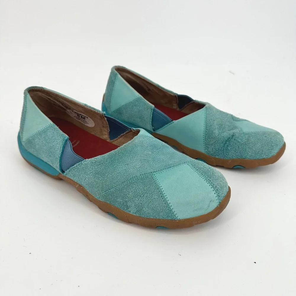Twisted X Kicks Turquoise Teal Leather Patchwork Driving Loafers Shoes 8M